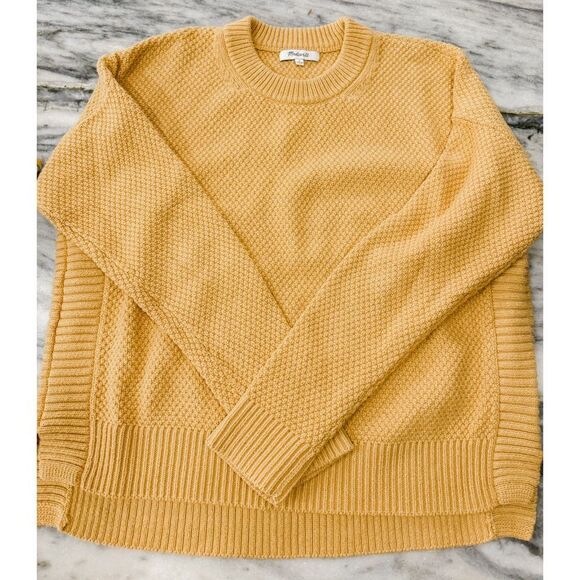 COPY - Madewell Mustard Yellow Long-Sleeve Crewneck Sweater Sz M EUC - Picture 1 of 7